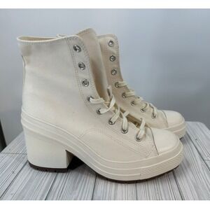 Converse Chuck Taylor 70 De Luxe Heel Boots Egret‎ Cream Canvas Women's Sz 12